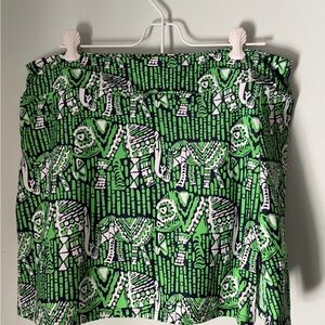 Jude Connally Vibrant Green and Navy Elephant Print, Skort Size Medium
